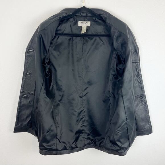 Alfani Womens Black Leather Jacket Longline Below Waist Classic Neutral Medium - Picture 9 of 10